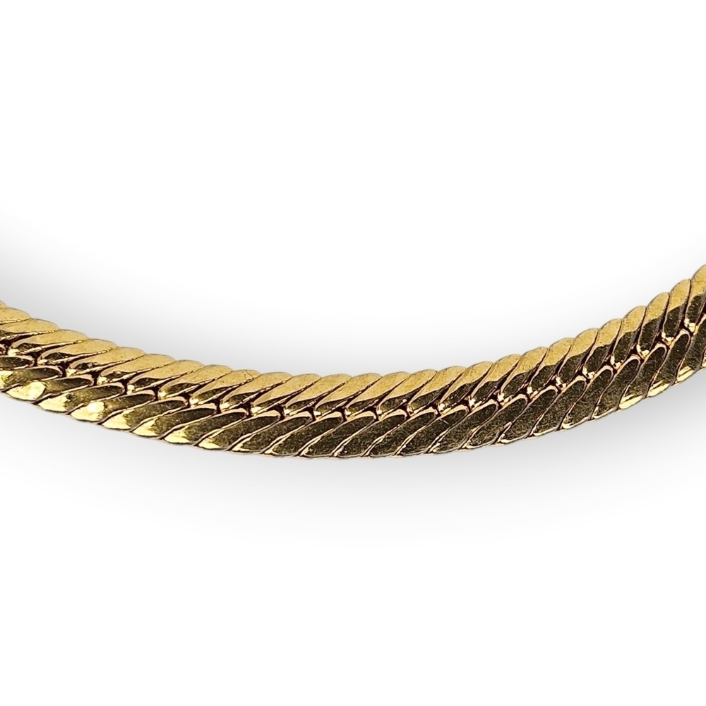 Vintage Napier Herringbone Chain Necklace Yellow Gold Plated Collar 16.25" Long